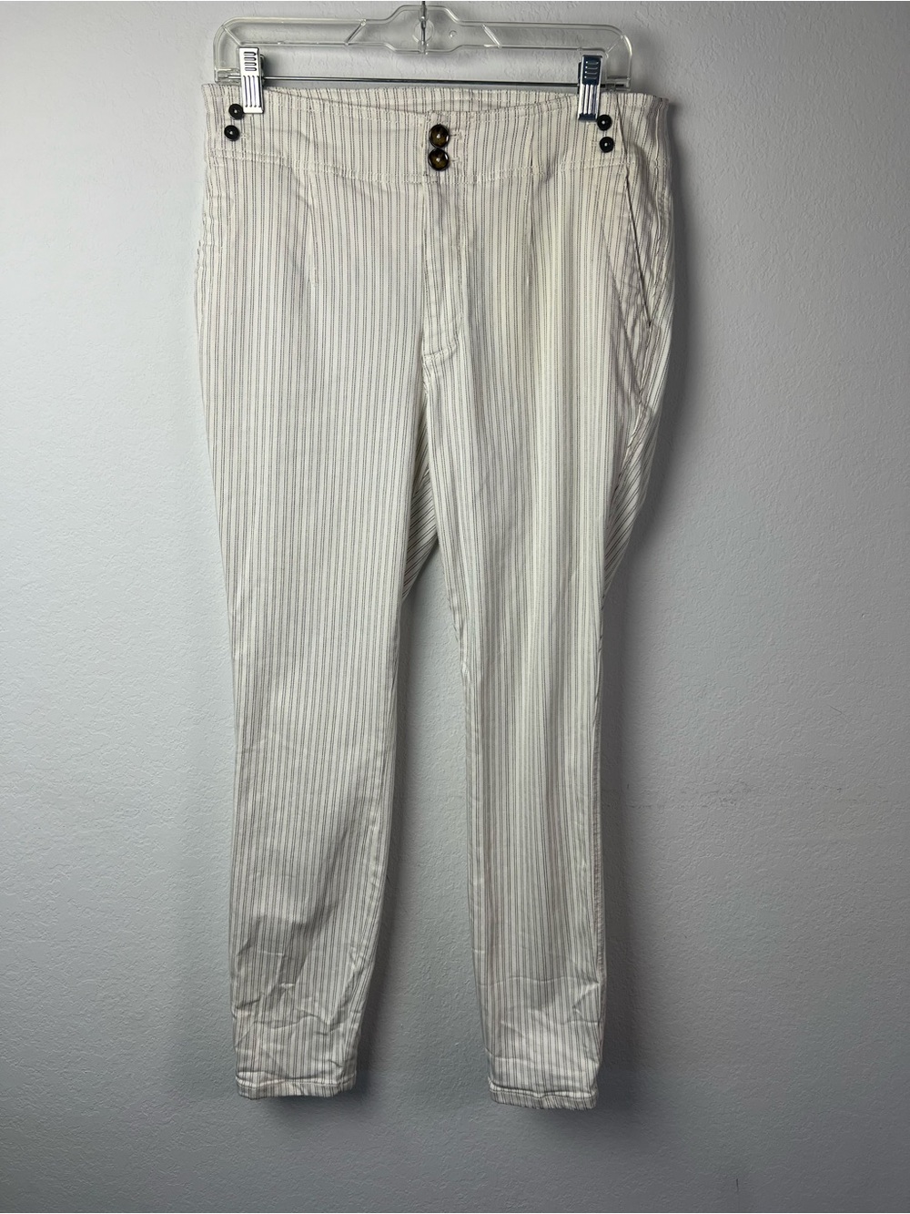 Pilcro & The Letterpress by Anthropologie Cream Black Pinstripes High Rise Sknny